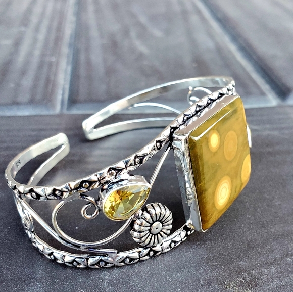 New Ocean Jasper & Citrine 925 Silver Bracelet. - Picture 16 of 16